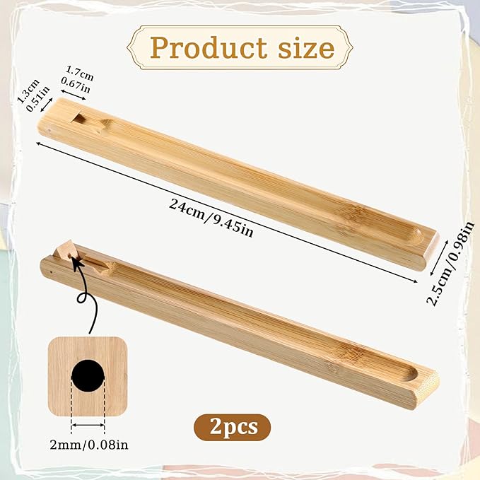 2 Pieces Incense Holder for Sticks with Adjustable Holder Natural Bamboo Incense Stick Wood Stick Angle Home Incenses Burner with Ash Collector Incenss Burner for Meditation Yoga Relaxation Home Decor - Bloomnest