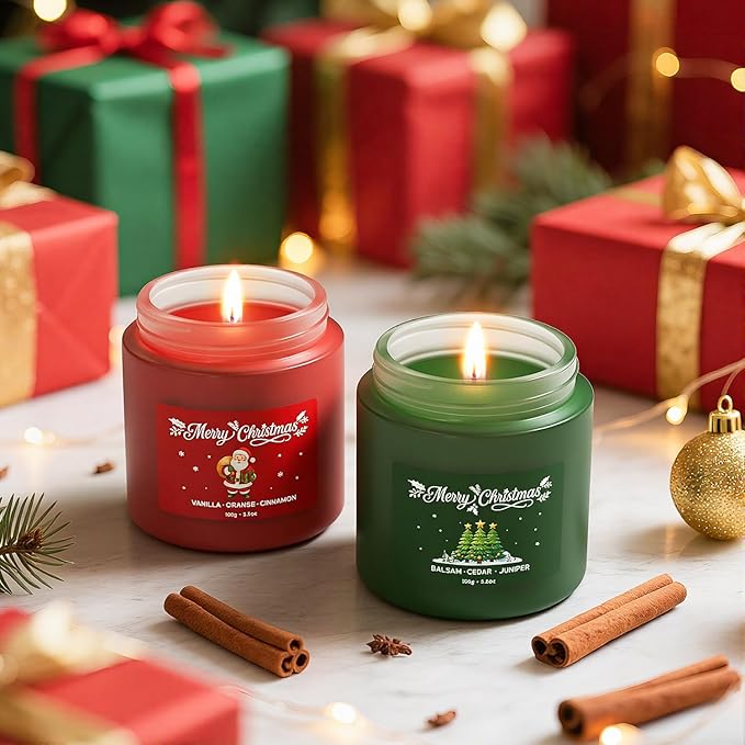 Christmas Candles, Soy Candles for Women & Men, Holiday Candle Gift Set for Women, Perfect Christmas Gifts for Mom, Dad, Teachers, Friends & Loved Ones - Bloomnest