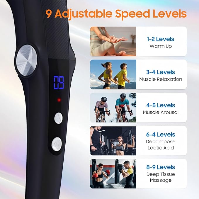 Massage Gun with 10 Replacement Heads, Massage Gun with Heat, Back Massager for Pain Relief Deep Tissue, Massager for Shoulder & Back Muscle Recovery, - Bloomnest