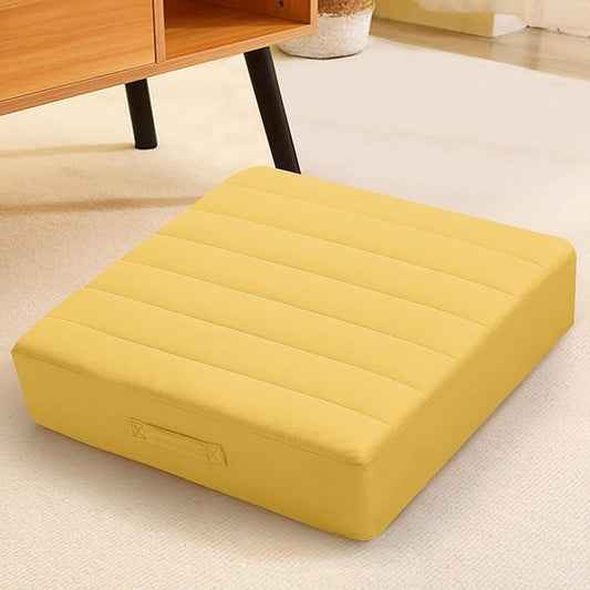 MeMoreCool Square Floor Pillow Seating for Adults Kids, Large Meditation Cushion Floor Pillow with Thick Foam & Soft Tufted Cover, Washable Big Pillow Seat Floor Cushion for Sitting Yoga 22" Yellow - Bloomnest