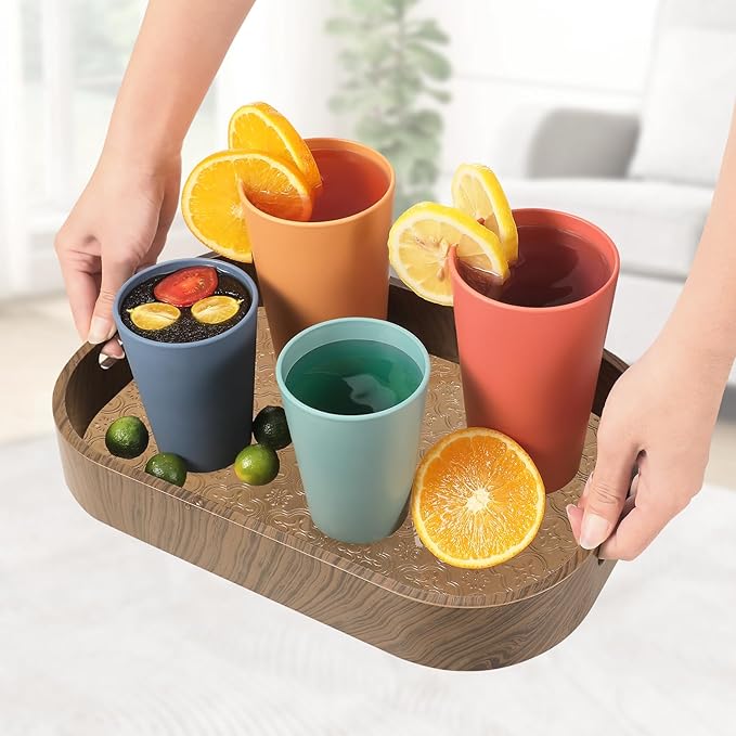 Set of 12 Wheat Straw Cups, 6 Pcs 20 oz & 6 Pcs 12 oz Unbreakable Drinking Cups, Reusable Plastic Cups Sets, Water Glasses Tumblers, Microwave & Dishwasher Safe, Bpa Free, 6 Colors - Bloomnest