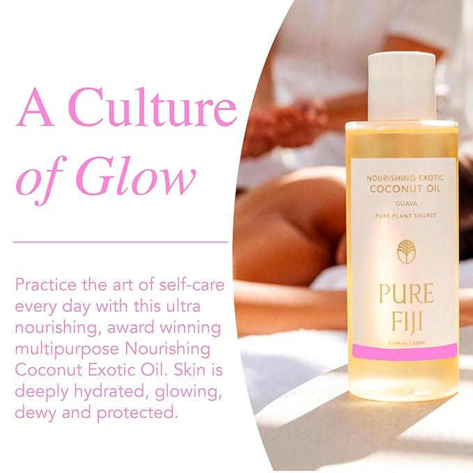 PURE FIJI Nourishing Exotic Coconut Body Oil, Guava (7.7 fl oz/230ml)