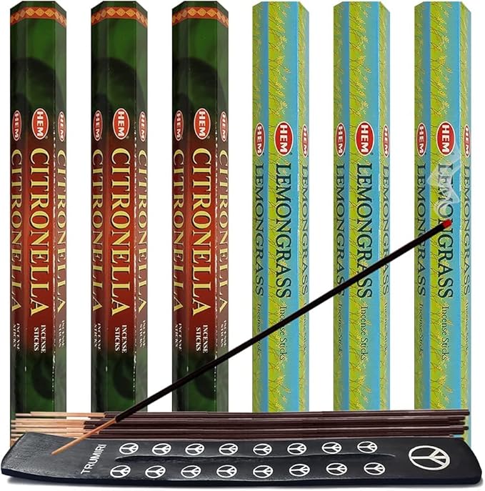 Citronella & Lemongrass Incense Sticks & Holder Bundle Variety Pack from Hem Trumiri Insense Insence