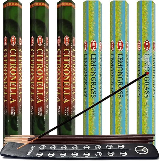 Citronella & Lemongrass Incense Sticks & Holder Bundle Variety Pack from Hem Trumiri Insense Insence