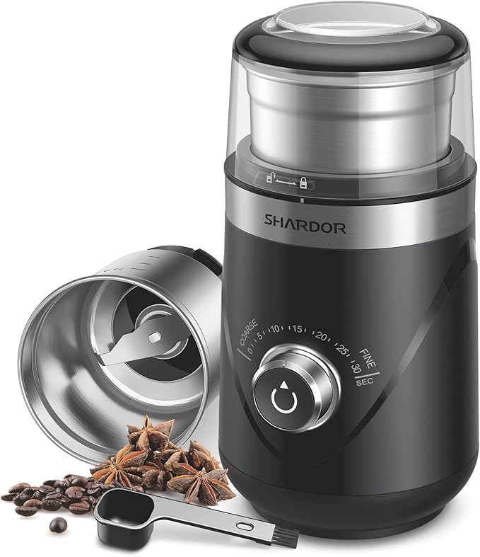 SHARDOR Adjustable Coffee Bean Grinder Electric, Herb/Spice, Espresso Grinder with 1 Removable Stainless Steel Bowl, Matte Black - Bloomnest
