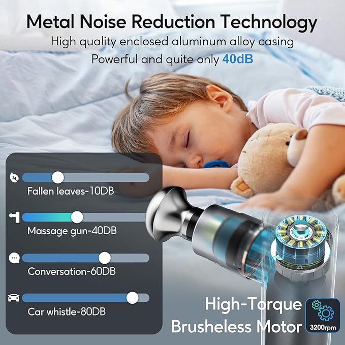 arboleaf Massage Gun Deep Tissue with Metal Head, Full-Metal Electric Portable Hand Held Massager Gun with Case for Back, Body Sore Muscles, Pain Relief, Gifts for Dad, Office, Home, Athletes - Bloomnest