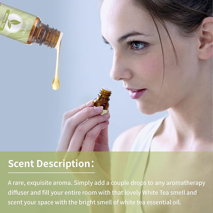 yethious White Tea Essential Oil White Tea Oil for Diffuser & Aromatherapy, Baths, Soap, Candle Making Scent Oil 2PCS*10ML - Bloomnest