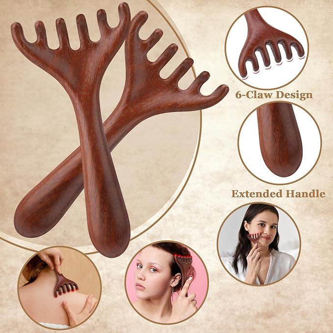 ProSuites 3 Pcs Wooden Head Scalp Massager Comb, Head Massage Tool for Relaxation Hair Gua Sha Comb for Mother,Gaughter,Wife ProSuites