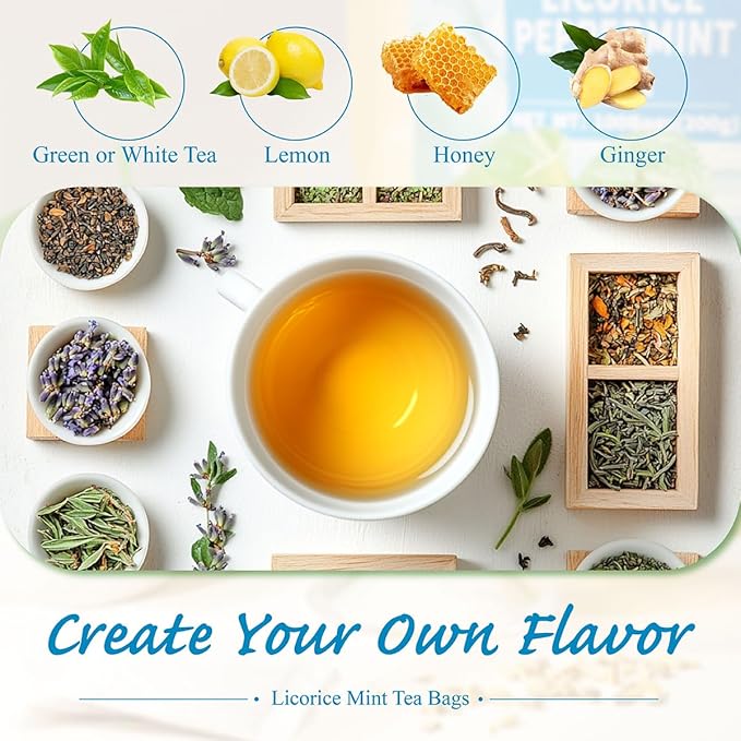 WT WEETEE Licorice Mint Tea Bags 100 Counts, Made 100% Natural & Pure Peppermint & Licorice Root, Naturally Caffeine-free, Sweet & Refreshing - Bloomnest