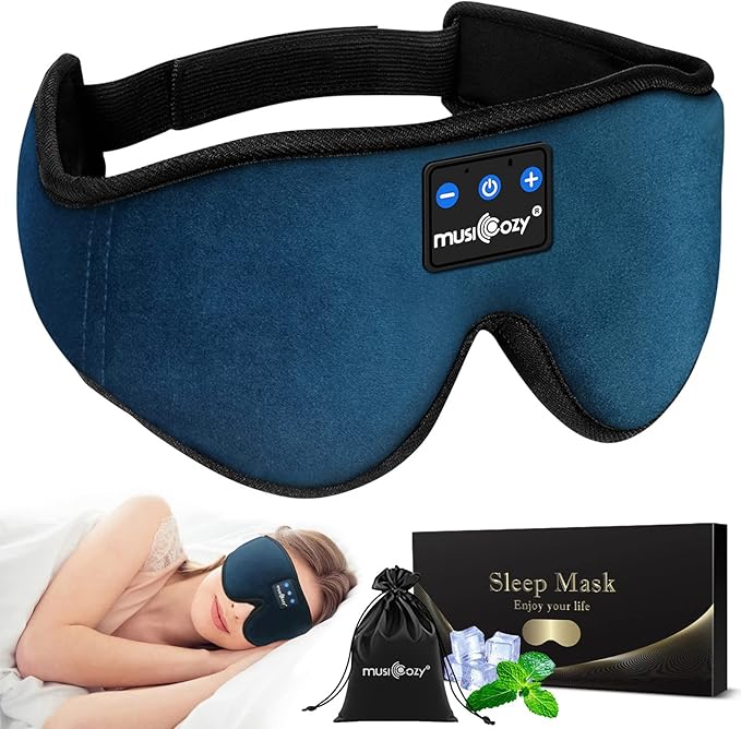 MUSICOZY Sleep Headphones, Bluetooth 5.4 Sleep Mask Headband Headphones Sleeping Eye Mask, Wireless Music Earbuds Earphones with HD Ultra-Thin Stereo Speakers for Side Sleepers Men Women - Bloomnest