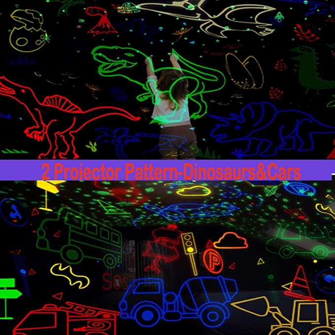 MINGKIDS Kids Night Lights for Bedroom,Project Dinosaurs and Vehicles on Wall or Ceiling,Room Lights for Baby Toddler,2 to 9 Year Old Gifts for Boys Girls - Bloomnest