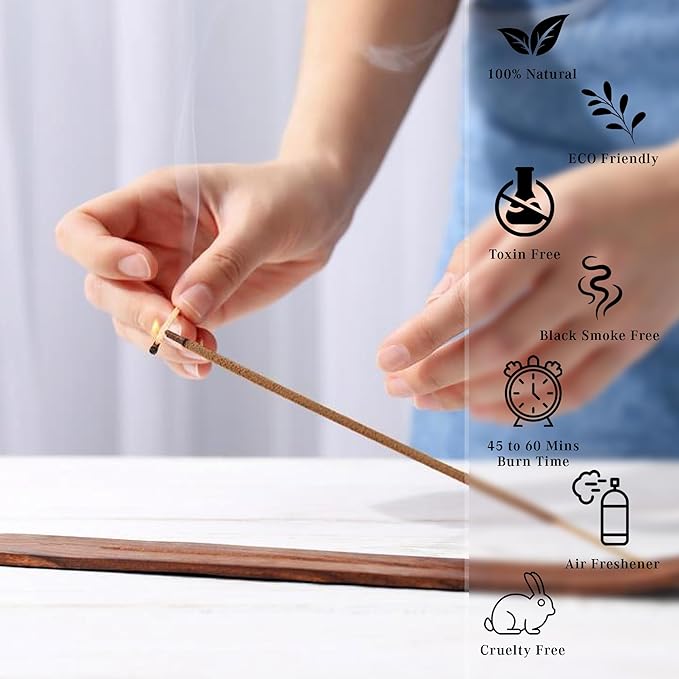 Nag Champa Incense Sticks, Organic Hand Dipped 100 Sticks with Natural Herbs & Aromatic Ingredients, Burn Time 45 to 60 Minutes, Incense for Positivity, Yoga, Meditation, Relaxation, Spiritual Gift KARMAPLEDGE