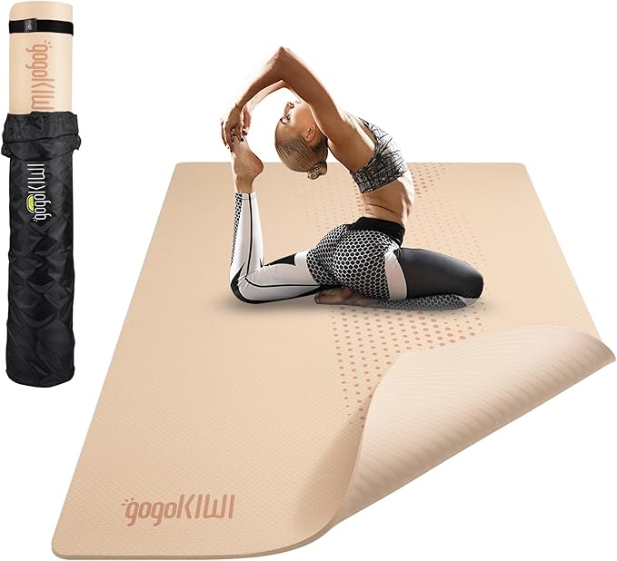 Large Yoga Mat (6'x4') – 1/4" & 1/2" Thick Exercise Mats for Home Workout, Extra Wide Workout Mats for Home Gym, Yoga, Pilates, Stretching, Floor & More