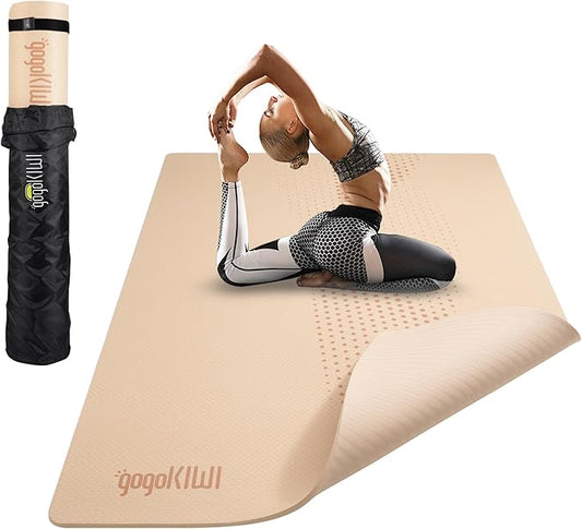 Large Yoga Mat (6'x4') – 1/4" & 1/2" Thick Exercise Mats for Home Workout, Extra Wide Workout Mats for Home Gym, Yoga, Pilates, Stretching, Floor & More
