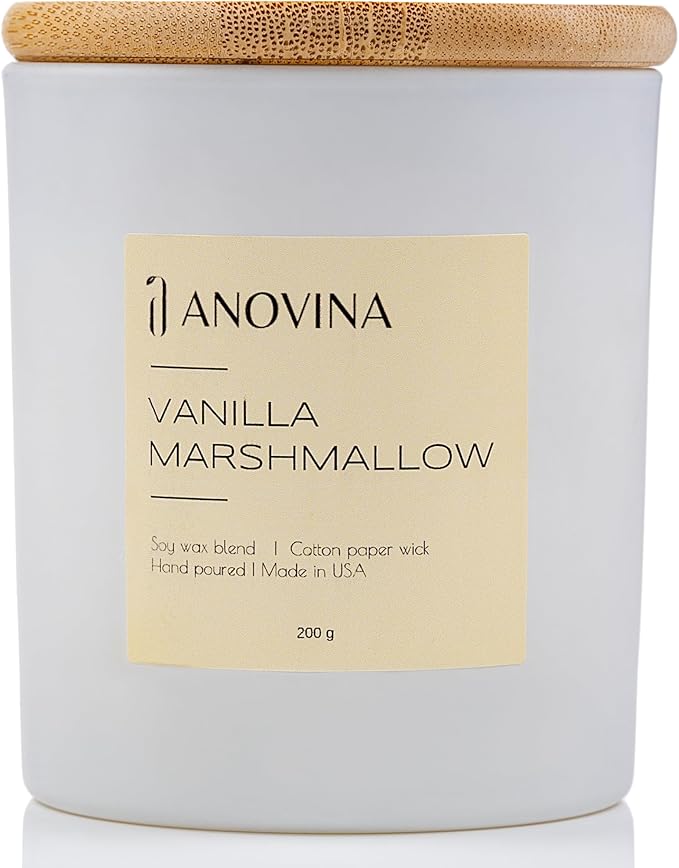 Anovina Vanilla Candle – Non-Toxic Soy Wax Blend – Long-Lasting Vanilla Scented for Home Décor, Relaxation & Aromatherapy – Fall & Holiday Gifts for Women, Friends & Family - Bloomnest