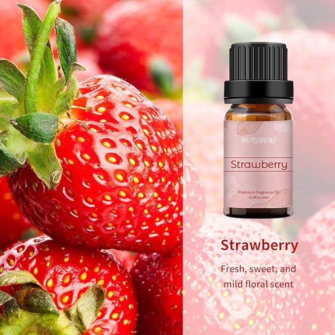 BURIBURI Strawberry Fragrance Oil, Premium Grade Strawberry Scented Oil 10ml Essential Oil for Diffusers, Candle Making - Bloomnest