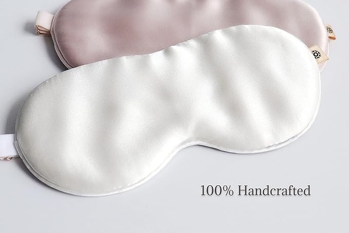 Premium Handcrafted 25 Momme Mulberry Silk Eye Mask for Sleeping (Natural White) - Bloomnest