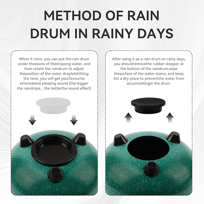Rain Drum for Outside 6 inch 8 Notes, Steel Tongue Drume with Mallets for Musical Education Entertainment Gifts (Green, 6 Inch)