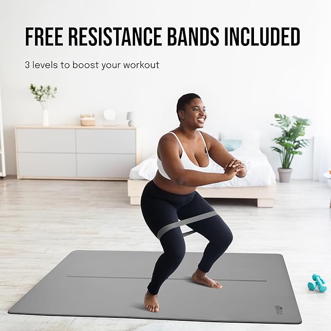 Large Yoga Mat (6'x4') – 1/4" & 1/2" Thick Exercise Mats for Home Workout, Extra Wide Workout Mats for Home Gym, Yoga, Pilates, Stretching, Floor & More - Bloomnest
