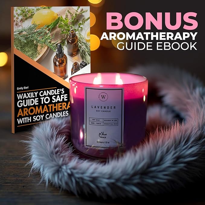 Waxily Lemon Scented Soy Candle | Non Toxic, Phthalate-Free Essential Oil Candle | Odor Eliminating Citrus for Kitchen, Aromatherapy, Luxury Gift, Clean Burning, Fresh Home Decor | 12oz - Bloomnest