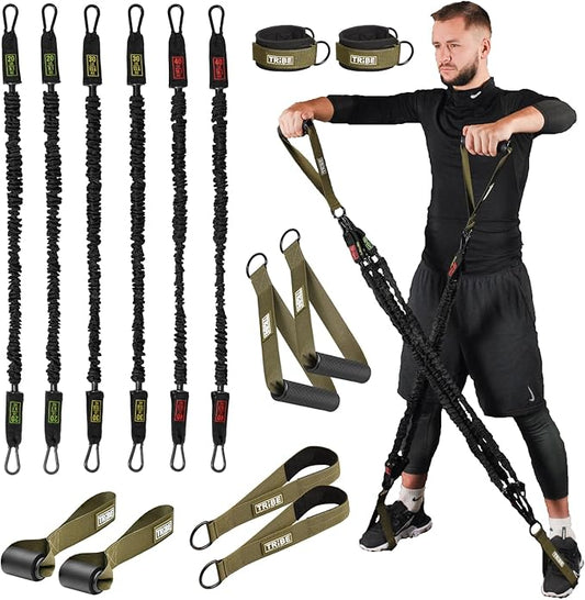 Tube Resistance Bands for Working Out Men and Women - Exercise Bands Resistance Bands Set, Resistance Band Bar, Handles, Ankle Straps, Foot Straps and Door Anchor - Bloomnest