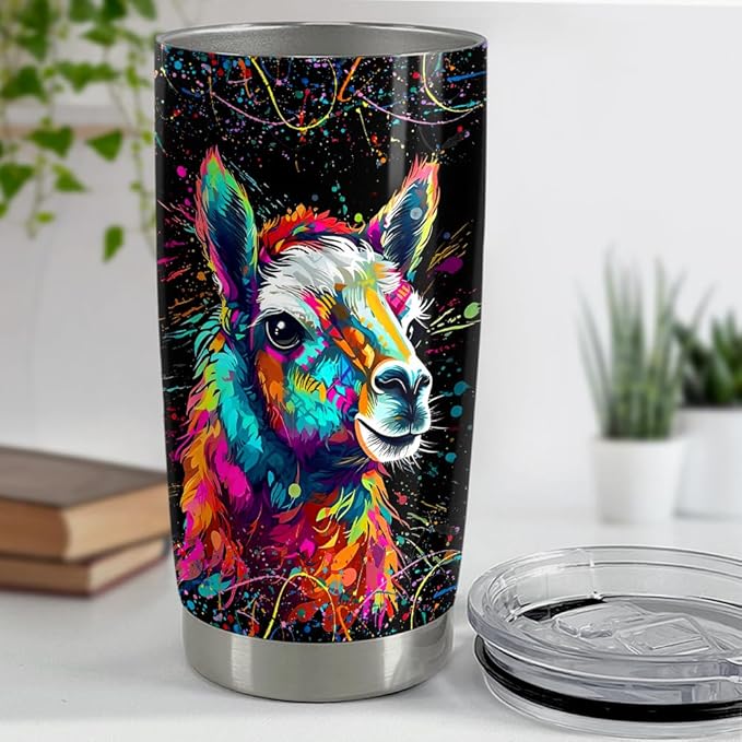 SANDJEST Llama Tumbler - 20oz Stainless Steel Insulated Coffee Travel Mug - Llama Gifts for Women, Girls & Teens, Christmas, Birthday - Bloomnest