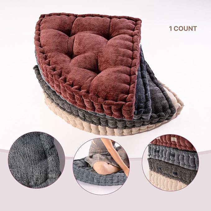 Fan-Shaped Floor Cushion Fan Floor Pillow, Meditation Cushion for Sitting or Yoga, Pizza Cushions Thick Outdoor Seating for Kids for Adults 20"*20" - Bloomnest