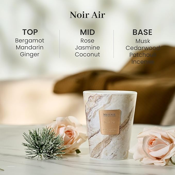 M&SENSE NoirAir Scented Candles for Home, Lead-Free Wick Highly Scented Jar Candles, 14.1 Oz 80 Hours Lasting Burning Candles Gifts for Women, Relaxing Aromatherapy Candle for Stress Relief - Bloomnest
