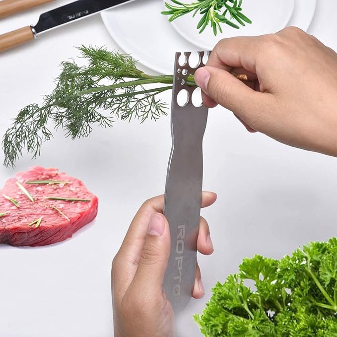Herb Stripper Stainless Steel Kitchen Herb Leaf Stripping Tool Metal Herb Pealer LooseLeaf Kale Razor for Kale, Chard, Collard Greens, Thyme, Basil, Rosemary - Bloomnest