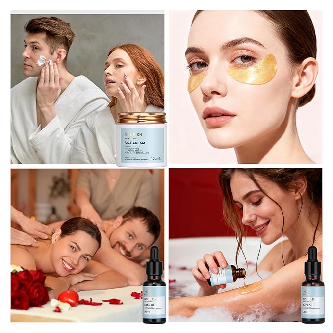 30pcs Valentines Day Gifts for Men & Women, Spa Gift Set, Ylang Facial Skin Care Set, Face Cream, Bath Oil, Serum, Shower Accessories, Clay Mask, Bath & Body Set, Birthday, Christmas, Dad, Mom