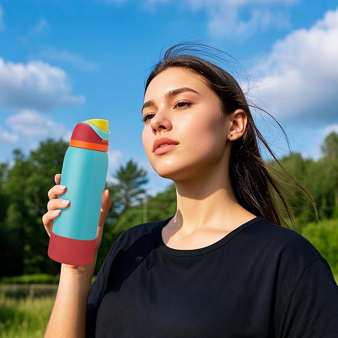 2PCS Silicone Water Bottle Boot, Compatible with Owala 24oz 32oz 40oz, Protective Anti-Scratch & Anti-Dent No Noise Sleeve Cover for FreeSip/Twist/Flip Water Bottles (Burgundy, 24 Ounces) BKBY