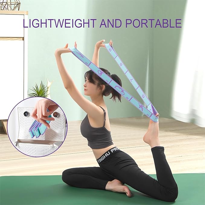 Yoga Straps for Stretching Strap Elastic for Physical Therapy Dance Yoga Pilates Gymnastics Exercise Flexible Pilates Stretch Band for Women Men - Bloomnest