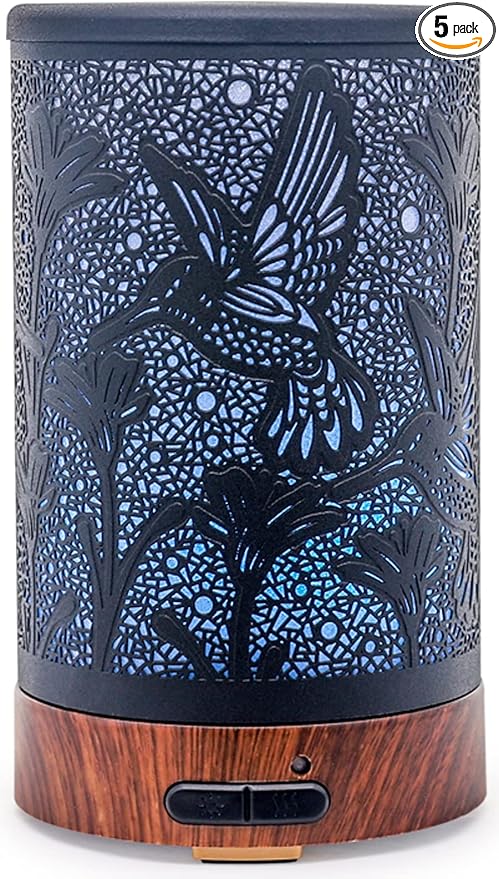 Essential Oil Diffuser - Multifunction Aromatherapy Diffuser 7 LED Color Changing Light 150ML Metal Diffuser Easy to Clean Suitable for Home,Office (Hummingbird) - Bloomnest