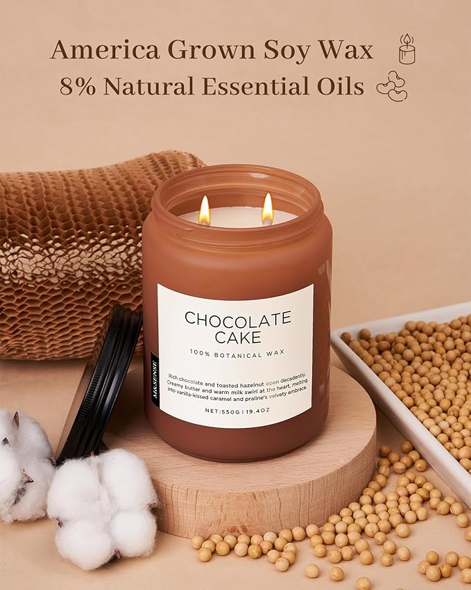 M&SENSE Chocolate Layer Cake Scent Candles, Large 19.4oz Natural Soy Wax 110 Hours Burn Time Clean Non Toxic Scented Classic 2 Wicks Candle for Bedroom Living Room Office - Bloomnest