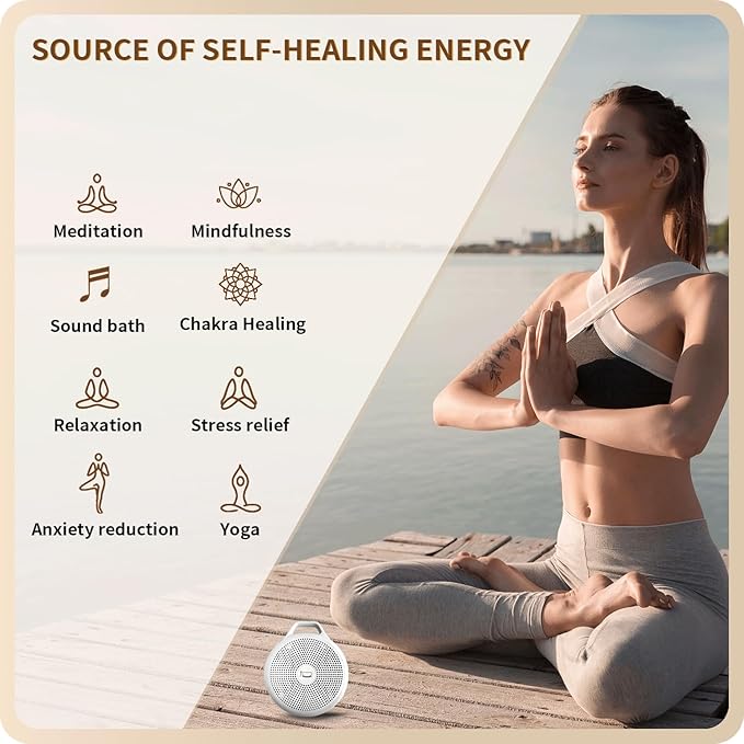 Portable Tibetan Singing Bowl Machine - Sound Bowl with Over 10 Meditation Noises, Crystal Healing, Chakra Healing, Spiritual Mindfulness and Sound Therapy, Yoga Gift Women/Men. - Bloomnest