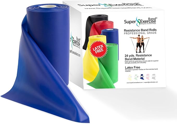 Resistance Band for Working Out - 8,16,24 Yard Resistance Bands Bulk Rolls - 10 Strengths in Light Medium and Heavy Exercise Bands - Latex Free Workout Bands Including iPhone App and e-Book - Bloomnest