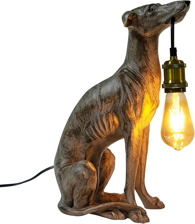 Modern Resin Carved Dog Table Lamp Sitting Dog Floor Lamp Animal Table lamp Creative Desk Lamp for Home Decor,Living Room, Bedroom H17inch Cord 5.9ft - Bloomnest