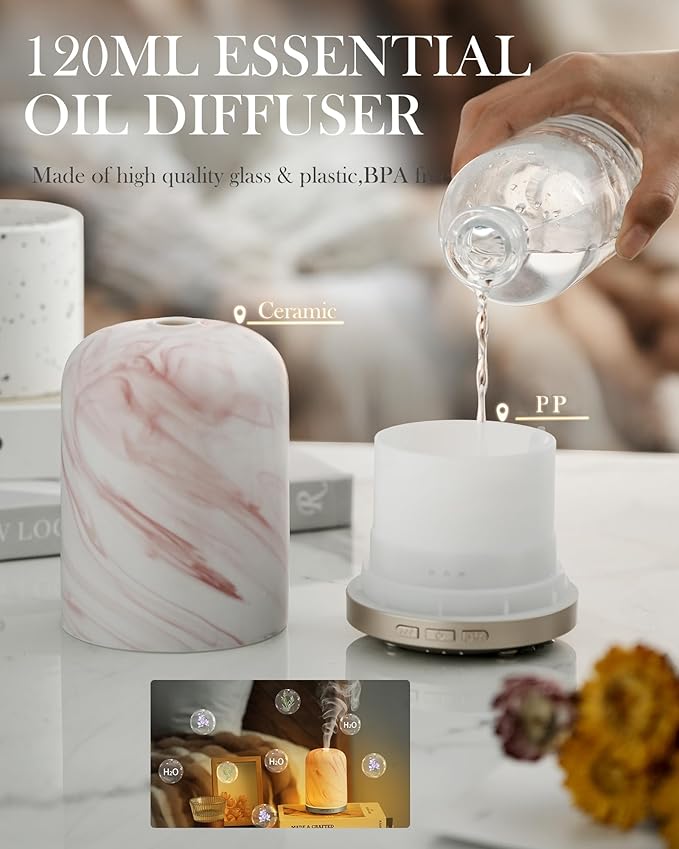 Essential Oil Diffuser – 2.4MHz Ultrasonic Aromatherapy Diffuser, Health Night Light, Timer & Auto Shut-Off, BPA-Free, 120ml Oil Diffuser for Home, Office, Spa, Yoga, Hotel - Bloomnest