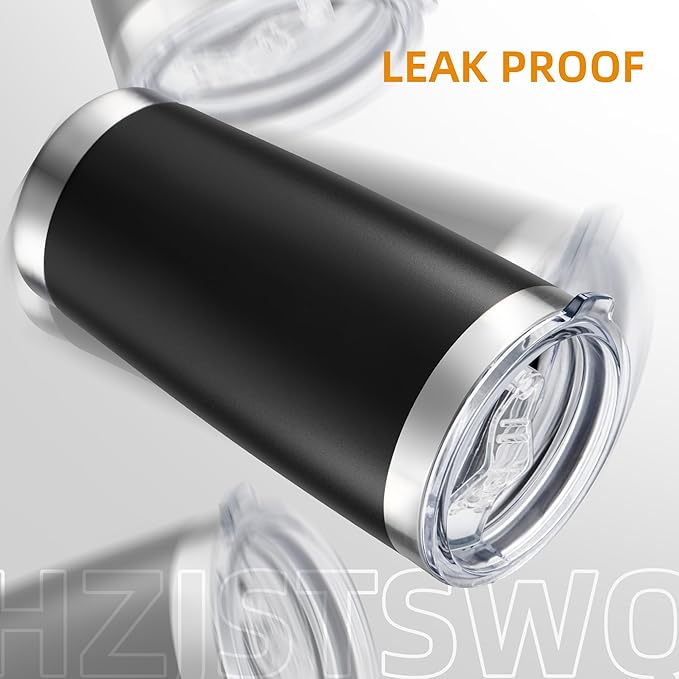 20 oz Tumbler Bulk with Lid Stainless Steel Insulated Tumblers Double Wall Vacuum Coffee Mug Powder Coated Tumbler Cups for Cold and Hot Drinks, Black, 6 pack