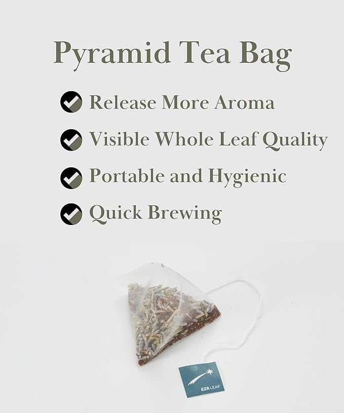 EZR Leaf Lemon Verbena Herbal Tea Caffeine-Free Decaf Relaxing Blend 20 Pyramid Tea Bags 1.4 Once with Rooibos, Lavender, Lemongrass - Bloomnest