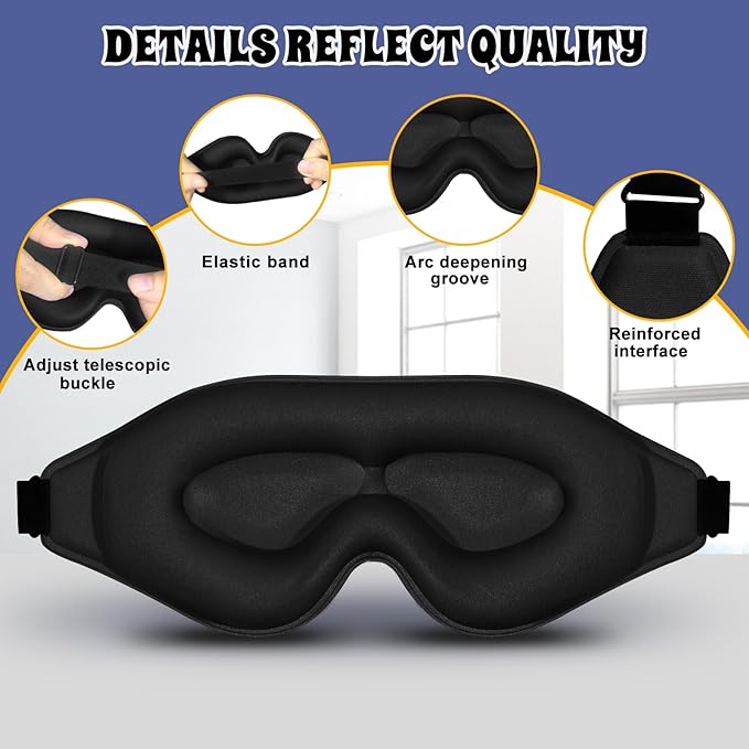 3D Advanced Eye Mask for Sleeping，Ultra Delicate Soft Skin Friendly Eye mask，100% Blackout Sleep Eye Mask for Sleep, Eyelash Extension Sleep mask - Bloomnest
