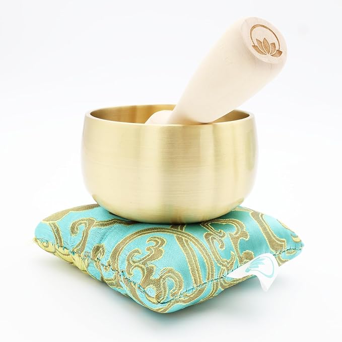 Tibetan Singing Bowl Set – Portable Handcrafted Sound Bowl for Meditation, Chakra Healing, Yoga, Stress Relief -ZenSerenity Bowl – Lotus Edition - by Circle Up - Bloomnest