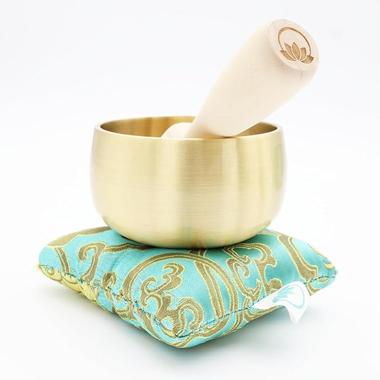Tibetan Singing Bowl Set – Portable Handcrafted Sound Bowl for Meditation, Chakra Healing, Yoga, Stress Relief -ZenSerenity Bowl – Lotus Edition - by Circle Up - Bloomnest