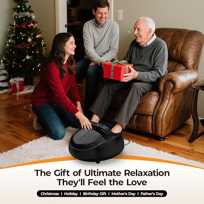 Foot Massager with Heat - Shiatsu Kneading & Rolling Compression, 5 Massage Modes with Adjustable Intensity, Fits Up to Size 13, Home Relaxation Gift - Bloomnest