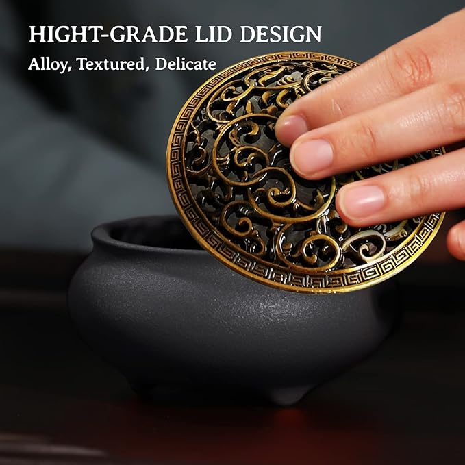 Coil Incense Burner， Ceramic Cone Incense Burner Holder Suitable for Incense/Cone/Coil/Stick, Sage, Mosquito Incense, and Charcoal. Incense Holder+Fireproof Cotton Inside. - Bloomnest
