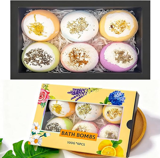 Natural Dried Flower Bath Bombs Gift Set - Lavender, Rose, Lemon,Aromatherapy, Wife or Girls Birthday Gift Ideas Gift Preferred - Bloomnest