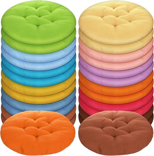 Tinideya 24 Pcs Round Floor Cushions Floor Pillows Meditation Seat Pillows Flexible Seating for Adults Kids, Chair Cushions for Classroom, Nursery, Living Room, Yoga(Medium 15.7 Inch,Colorful) - Bloomnest