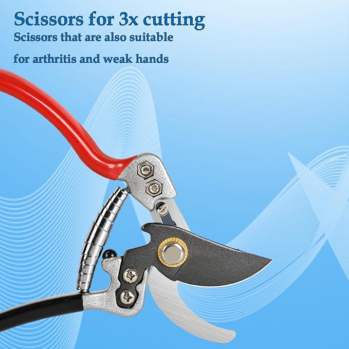 Ultra Sharp Germany Steel Pruning Shears - Cuts 3X Easier, Weak Hand Arthritis Snips, Rust-Resistant, Effortlessly 1-Inch Cut Capacity Garden Scissors, Ergonomic Handle (gt-05, 1) - Bloomnest