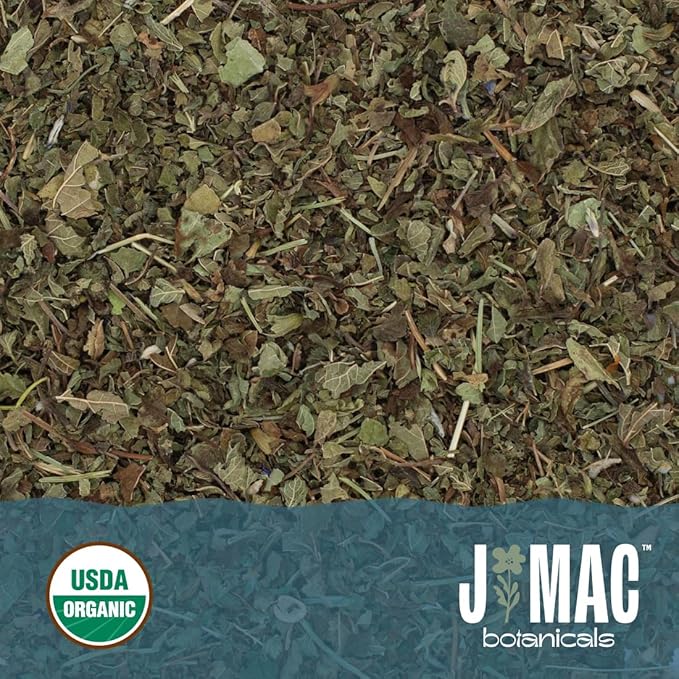 J Mac Botanicals Organic Lemon Balm (16 oz), Loose Leaf Tea, Dried Lemon Balm Tea, herbal Infusion, Lemon balm leaves, melissa officinalis tea, Certified USDA Organic - Bloomnest