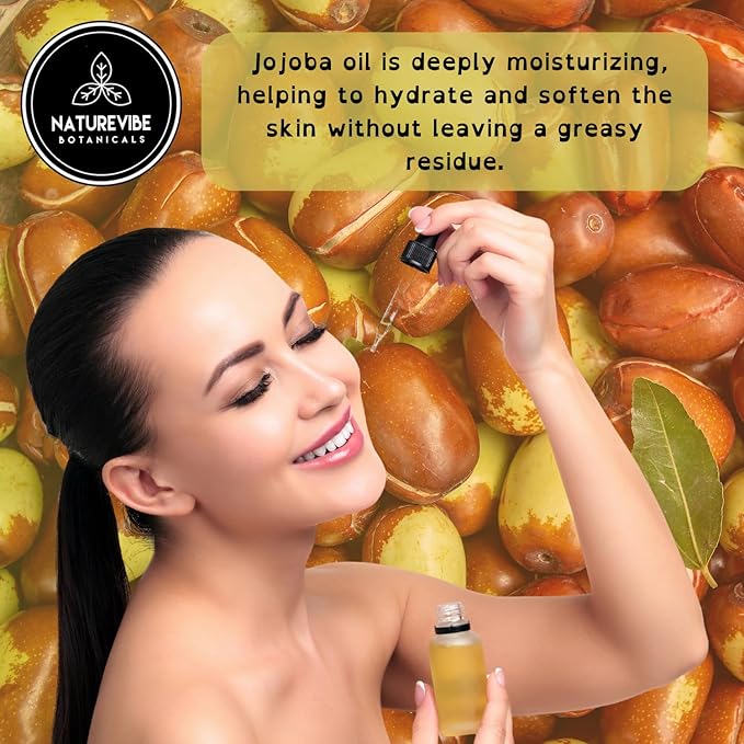 Naturevibe Botanicals Golden Jojoba Oil 32 oz – 100% Pure, Cold-Pressed Moisturizer for Skin & Hair | Antioxidant-Rich, Non-Greasy, Carrier Oil & Daily Hydration - Bloomnest